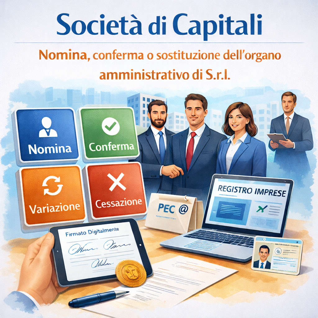 Società di Capitali - Nomina,conferma o sostituzione dell’organo amministrativo di S.r.l.