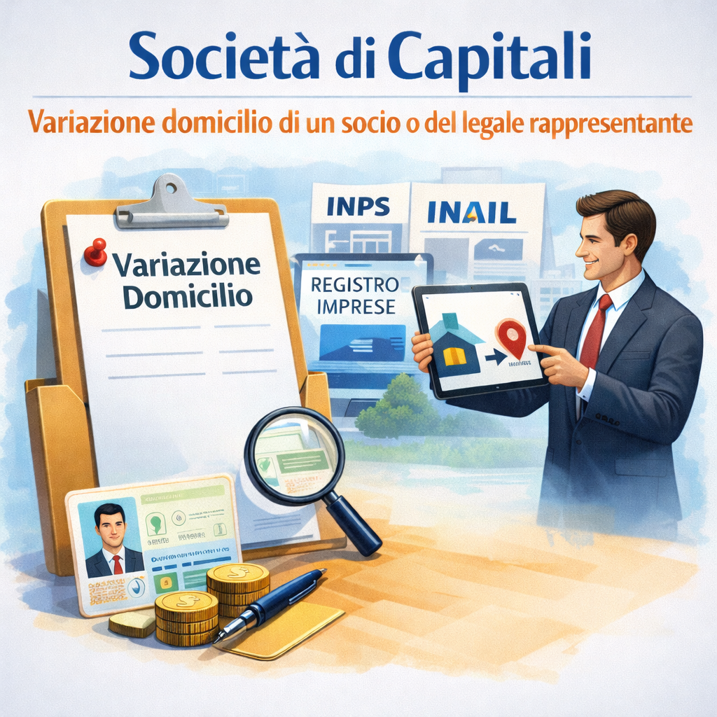 Società di Capitali -  Variazione domicilio di un socio o di un legale rappresentante